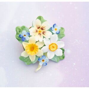 Vintage Garden Bouquet Brooch | Porcelain | J26